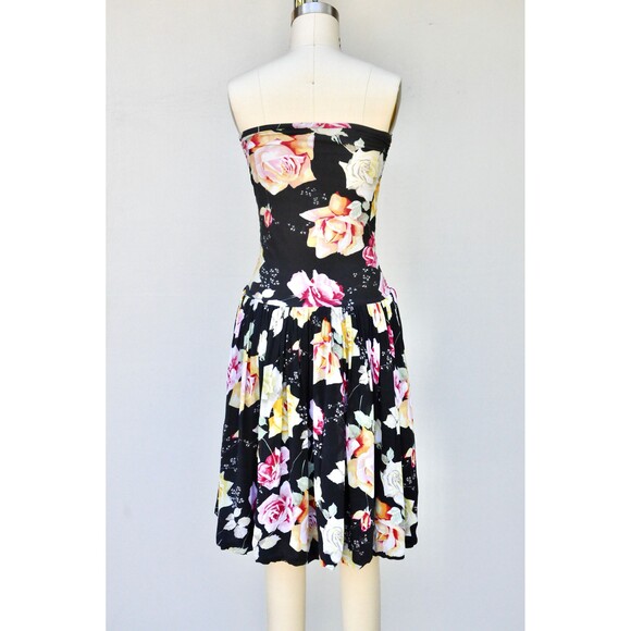 Italian Designer Floral Dress Novelty Print Fit & Flare Dress Roses Print XS - Picture 6 of 10